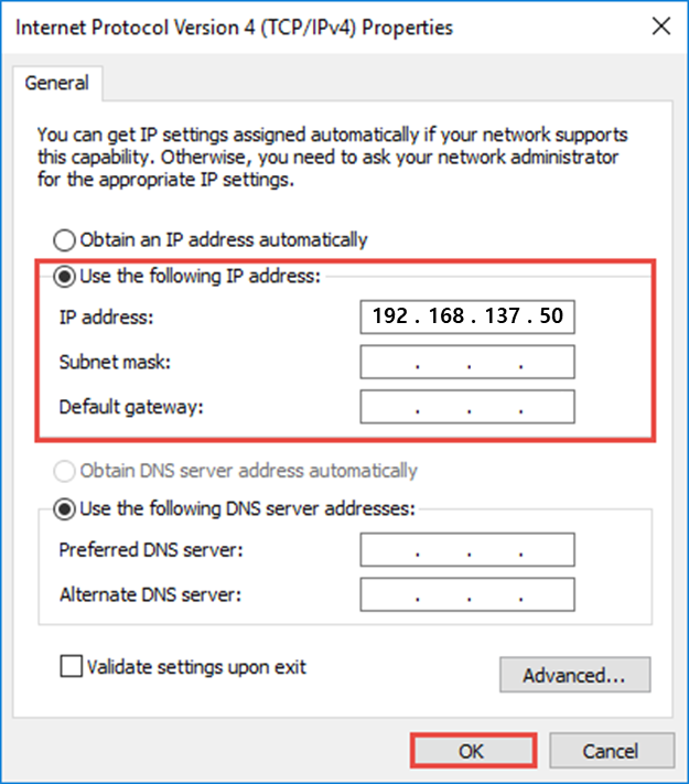 Document - Guides - Beginner's Guide - Run a Module - Enter IP Adress