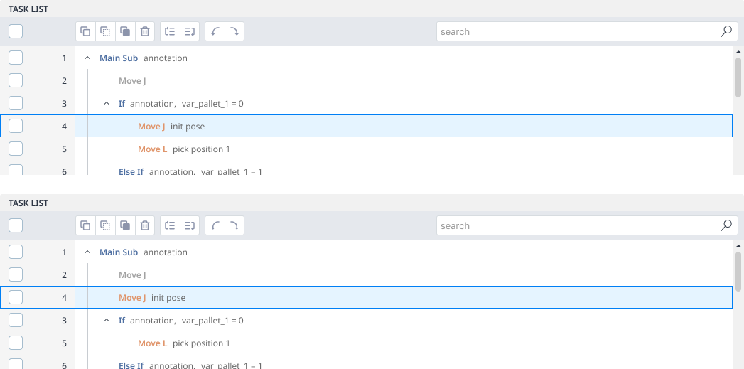 Document - Dart-IDE - DRL Generator - DRL User -Interface - Task List Panel - Row up command