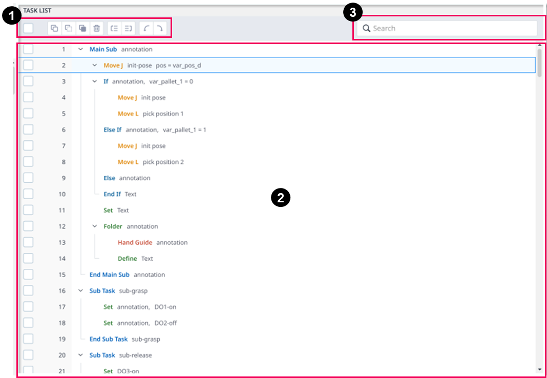 Document - Dart-IDE - DRL Generator - DRL User -Interface - Task List Panel UI