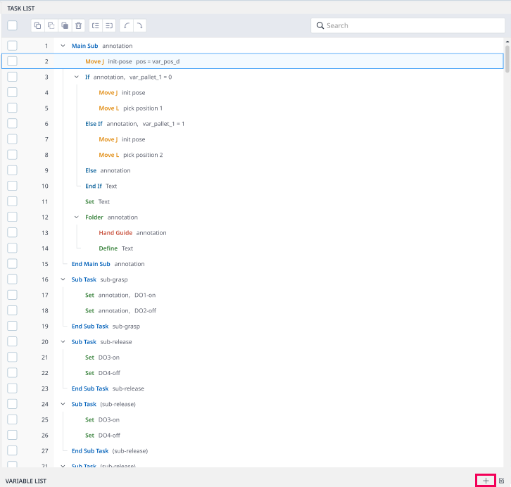 Document - Dart-IDE - DRL Generator - DRL User Interface - Variable List Panel - Expand button