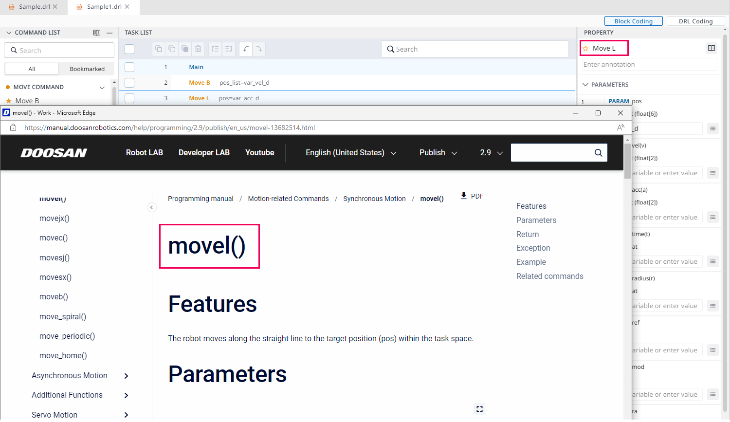 Document - Dart-IDE - DRL Generator - DRL User Interface - Property Panel - DRL Programming Manual button